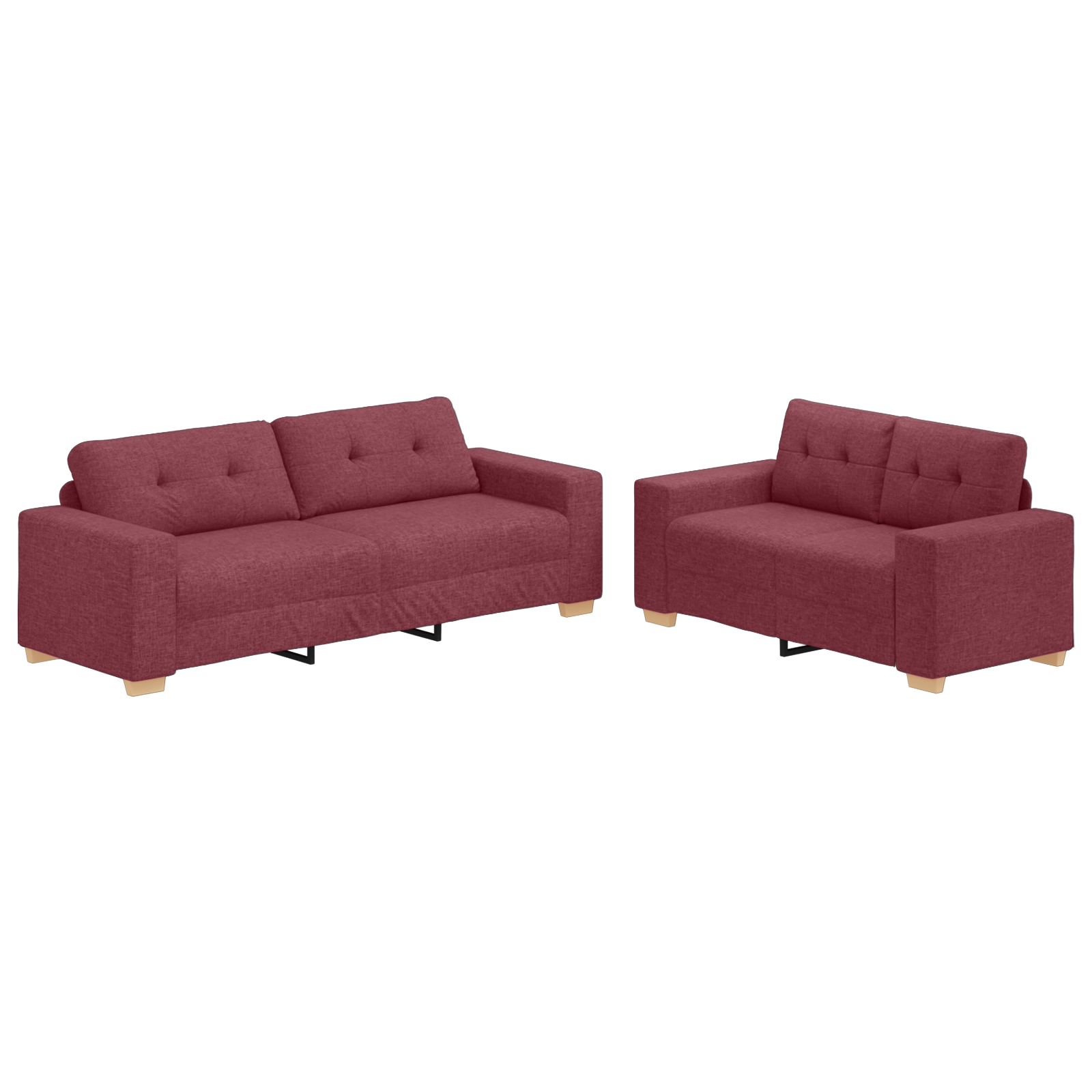 Sofa Set with Cushion 2 pcs Wine Red 221 x 78 x 80 cm Fabric